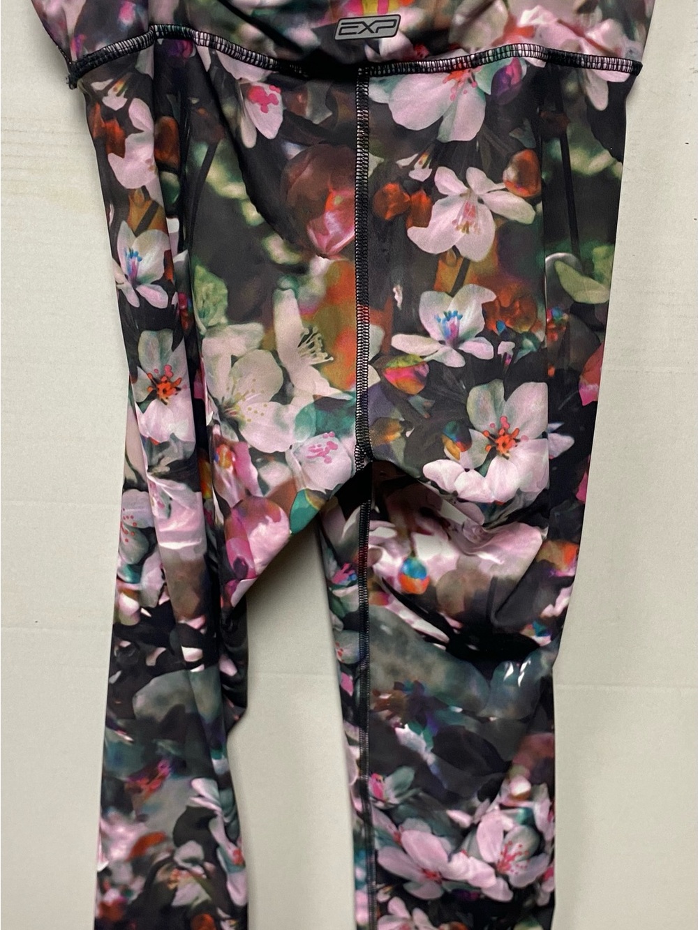 Floral Performance Leggings - Black with Pink Floral